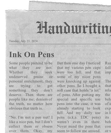 Handwriting Times newspaper article mock up